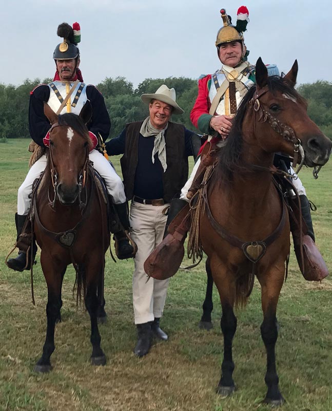 Jake Thorne with horses at The Alamo, Texas